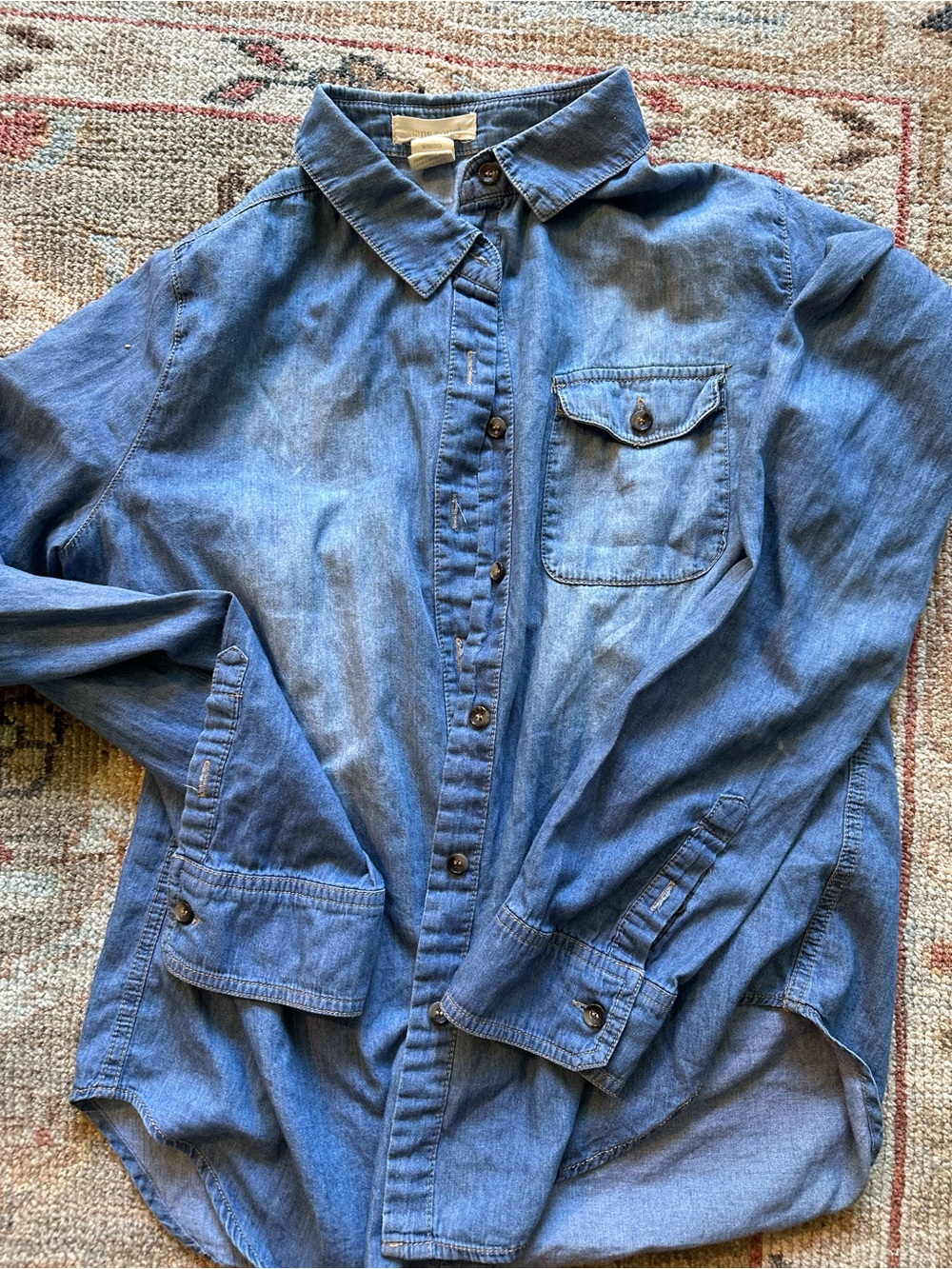 Womens Denim Button-Up Shirt Jacket - Blue